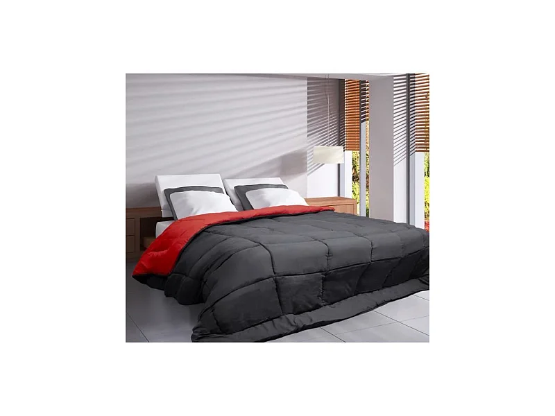 Couette Microfibre 400g/m2 CALGARY Gris + Rouge 200x200cm