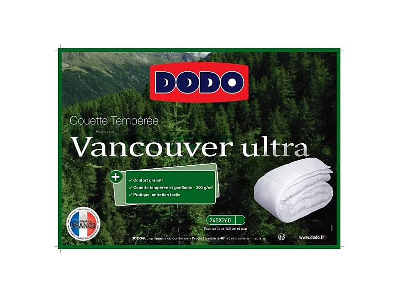 Dekbed 240 x 260 cm DODO Tempérée 100% Polyester Vezel Voor 2 Personen Wit Vancouver Ultra