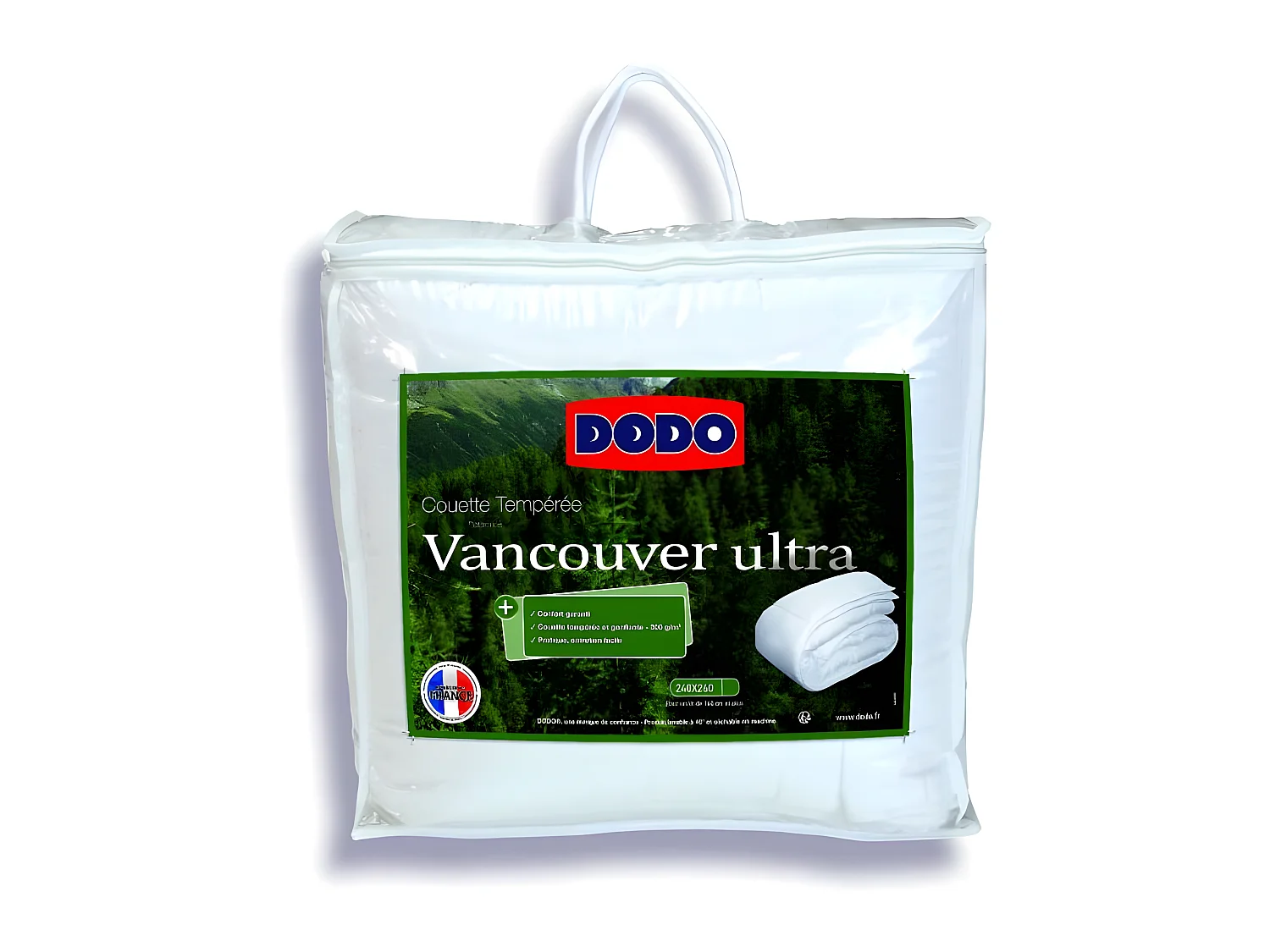 Couette 240 x 260 cm - DODO - Tempérée - 100% fibre polyester - Pour 2 personnes - Blanc