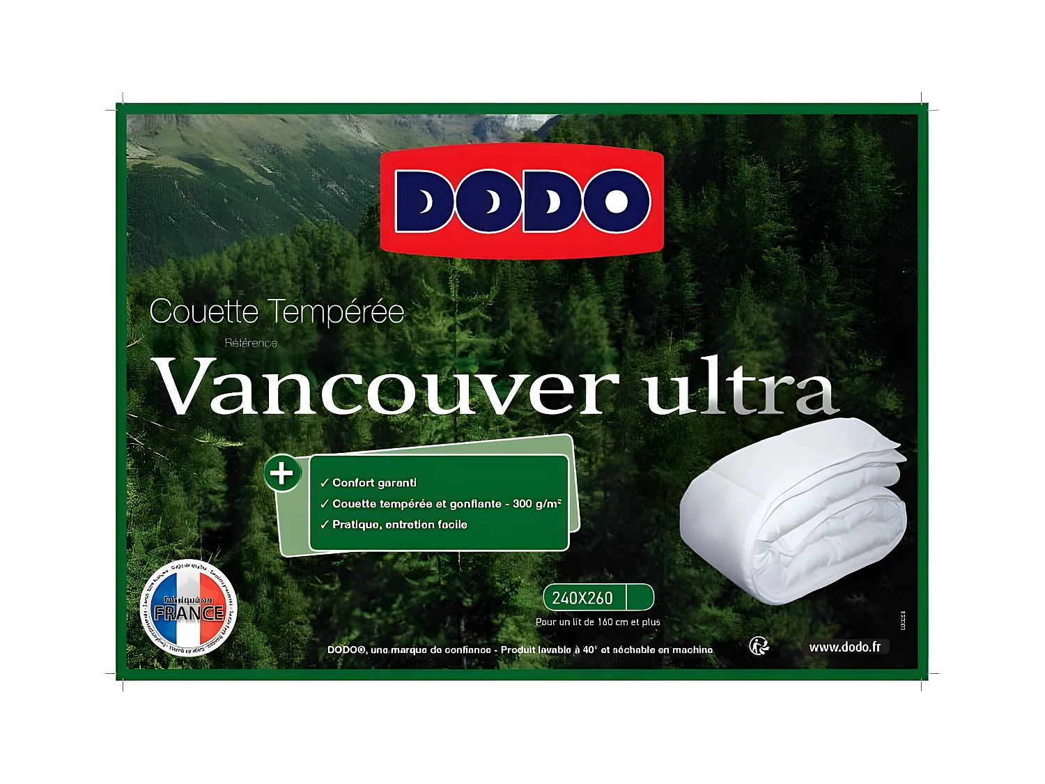 Kołdra 240 x 260 cm DODO Tempérée 100% Włókno Poliestrowe Dla 2 Osób Biały Vancouver Ultra