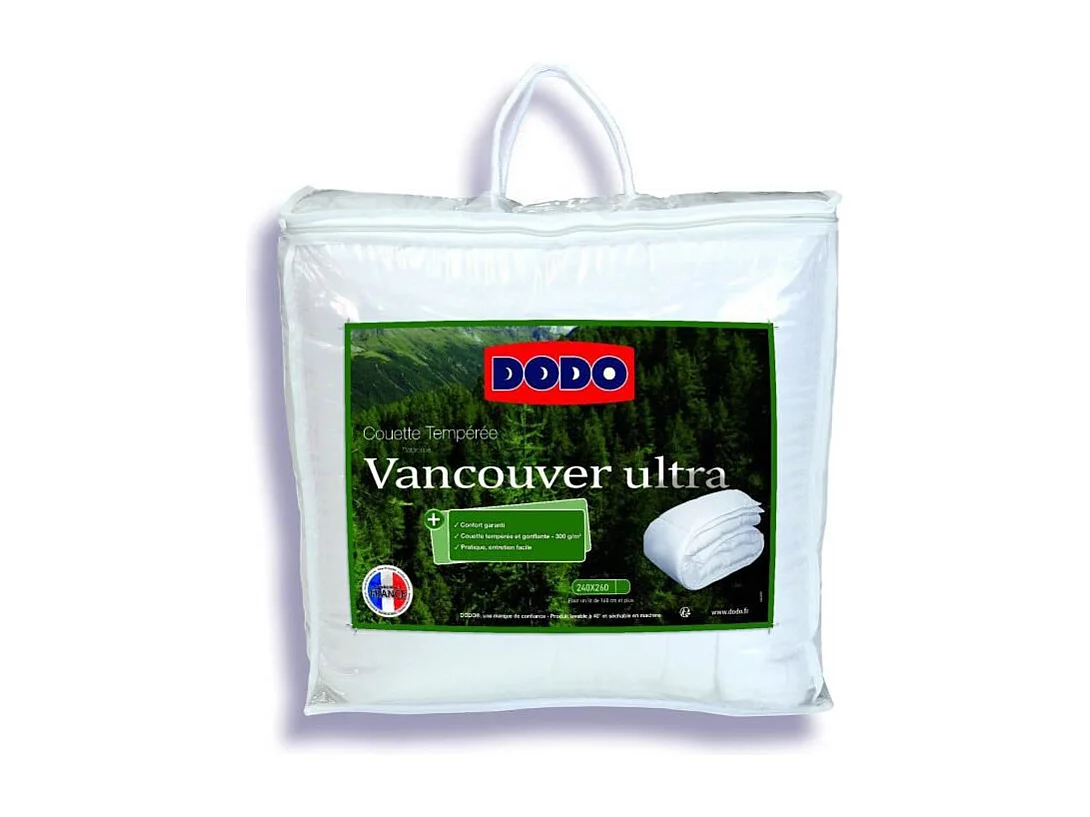 Bettdecke 240 x 260 cm DODO Tempérée 100% Polyesterfaser Für 2 Personen Weiß Vancouver Ultra