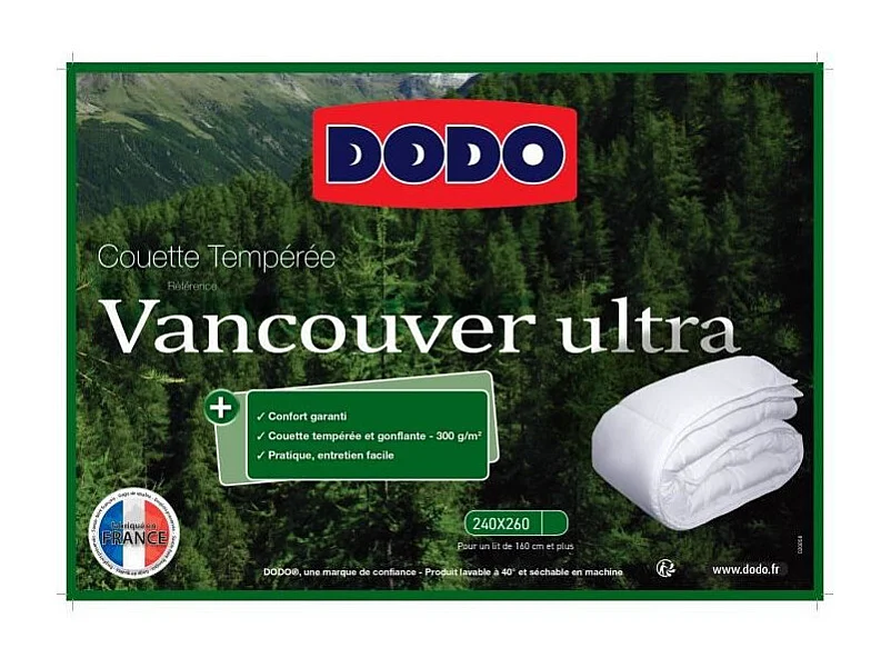 Bettdecke 240 x 260 cm DODO Tempérée 100% Polyesterfaser Für 2 Personen Weiß Vancouver Ultra