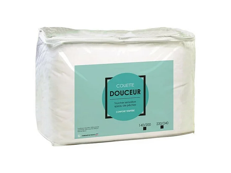 Edredón de Microfibra Templado 140x200cm Funda de Poliéster - Relleno 300g/m² - Fabricado en Francia