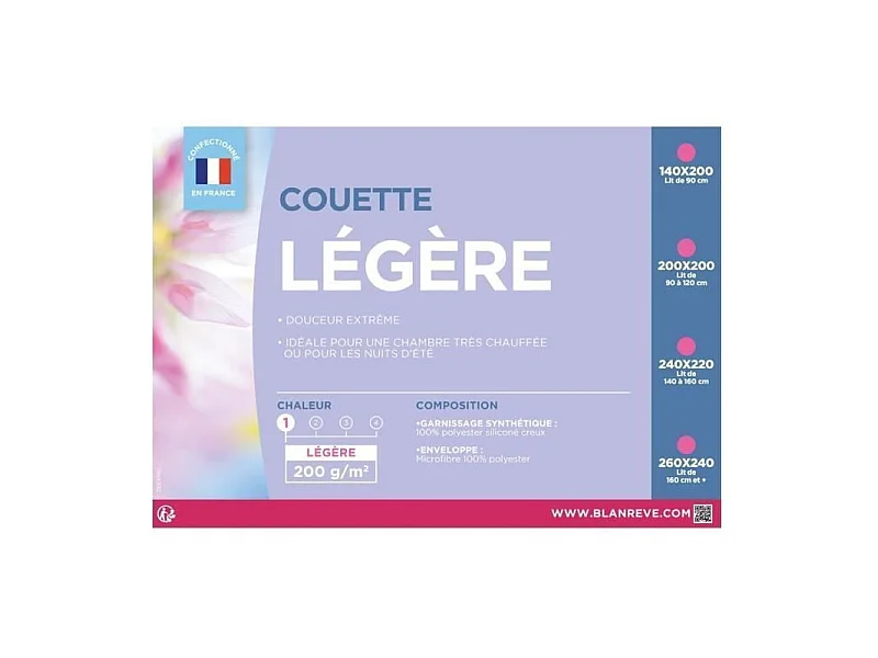 Couette légère en microfibre BLANREVE - 140 x 200 cm - Blanc
