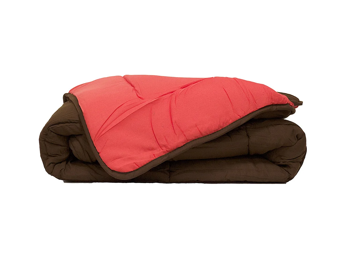 Couette Microfibre 400g/m2 CALGARY Chocolat & Corail 200x200cm