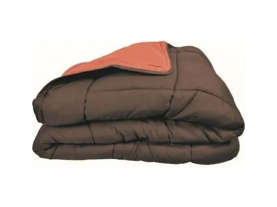 Couette Microfibre 400g/m2 CALGARY Chocolat & Corail 200x200cm