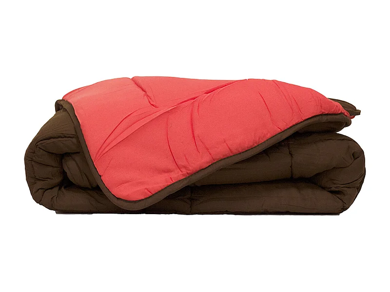 Couette Microfibre 400g/m2 CALGARY Chocolat & Corail 200x200cm