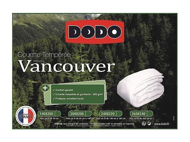 Couette tempérée Vancouver - 240 x 260 cm - Blanc