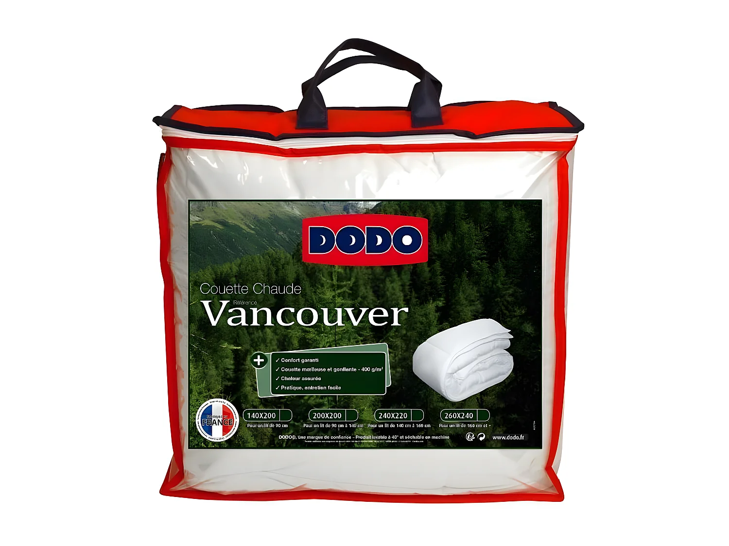 Couette chaude 400gr/m² VANCOUVER 140x200 cm blanc