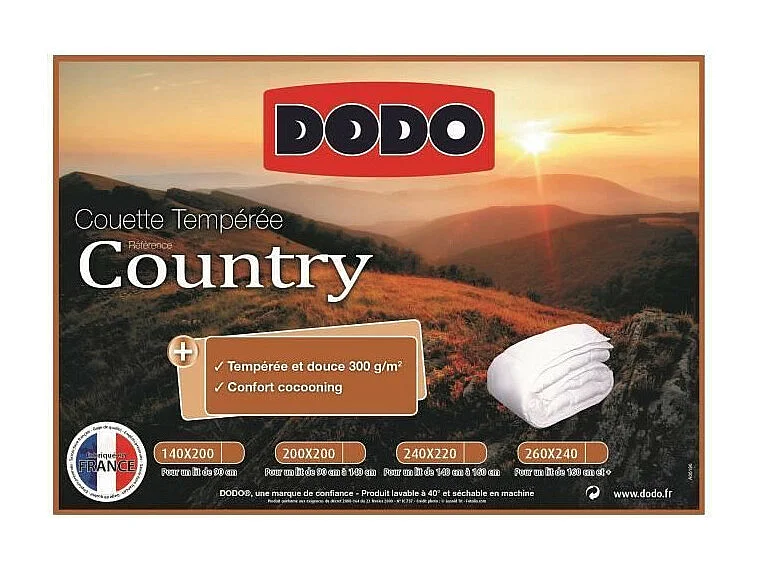 Temperierte Bettdecke Country DODO - Weiß 200 x 200 cm