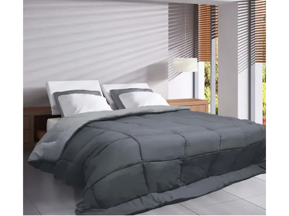 Couette chaude en microfibre acier & argent 400g-m² Calgary-Taille 220x240 cm