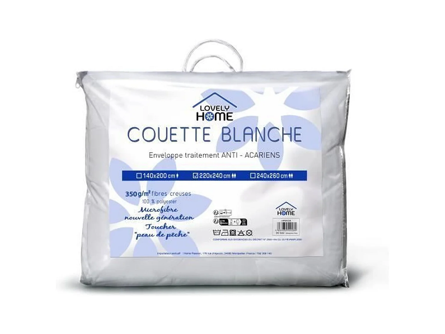 Couette 350g Anti-Acariens 220x240cm