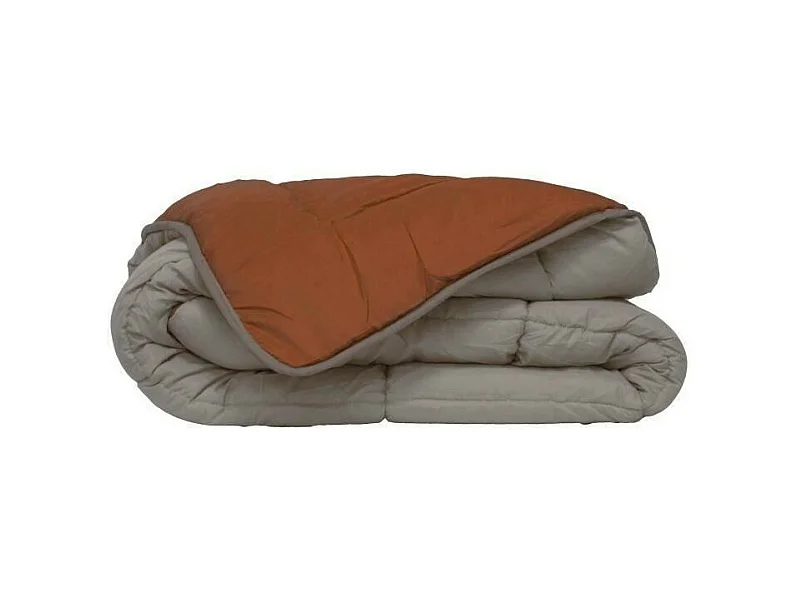 POYET MOTTE Couette Microfibre 400g/m2 CALGARY - 200 x 200 cm - Gris galet et Marron gimgembre