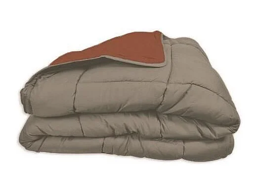 POYET MOTTE Couette Microfibre 400g/m2 CALGARY - 200 x 200 cm - Gris galet et Marron gimgembre