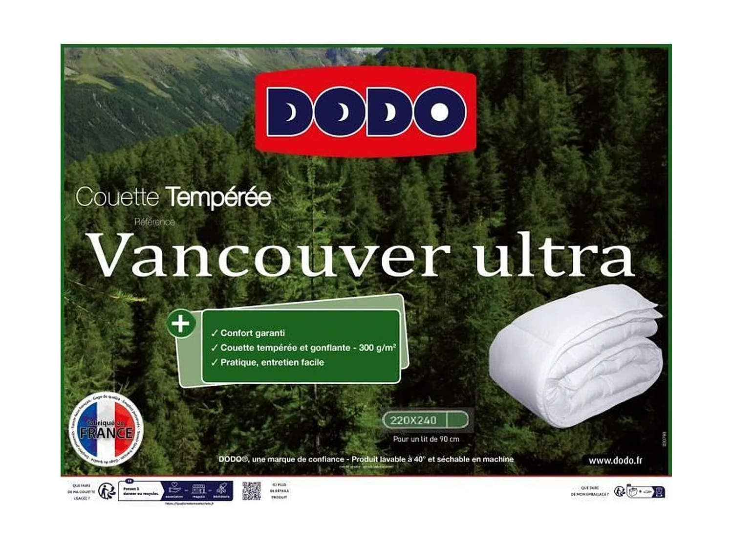 Couette tempérée Vancouver - 220 x 240 cm - Blanc