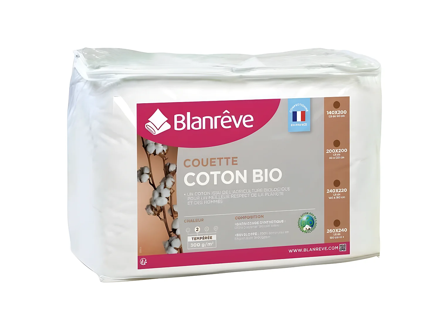 Biologisch katoenen dekbed 300g/m² 220x240cm BLANREVE