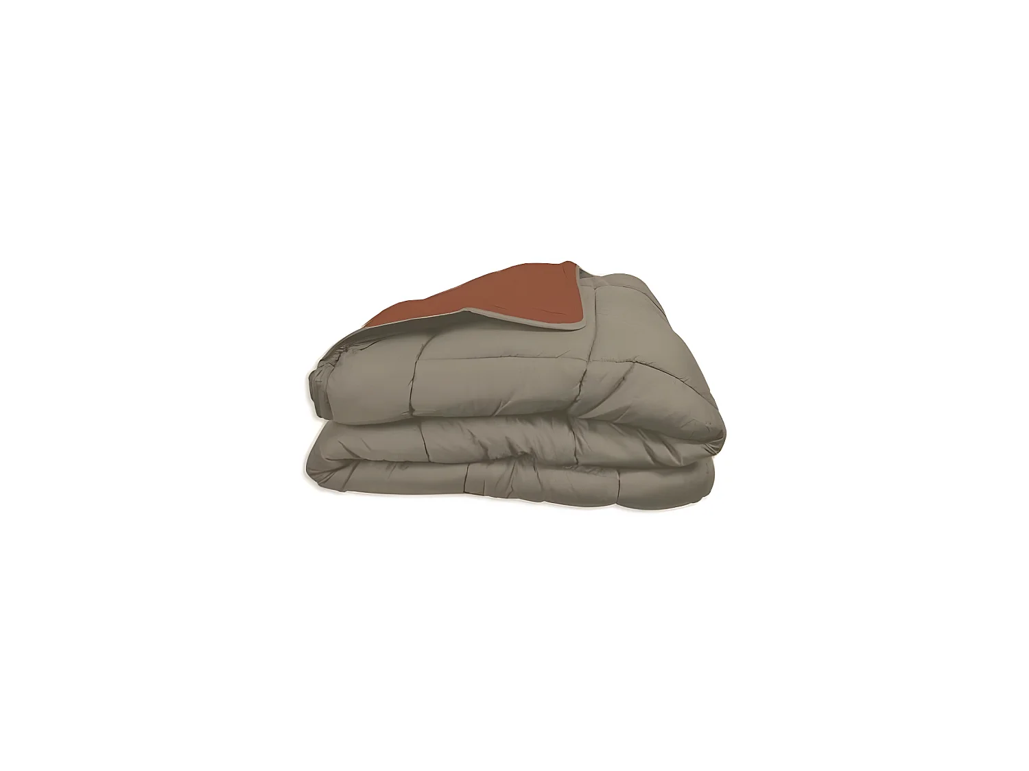 POYET MOTTE Couette Microfibre 400g/m2 CALGARY - 240 x 260 cm - Gris galet et Marron gimgembre
