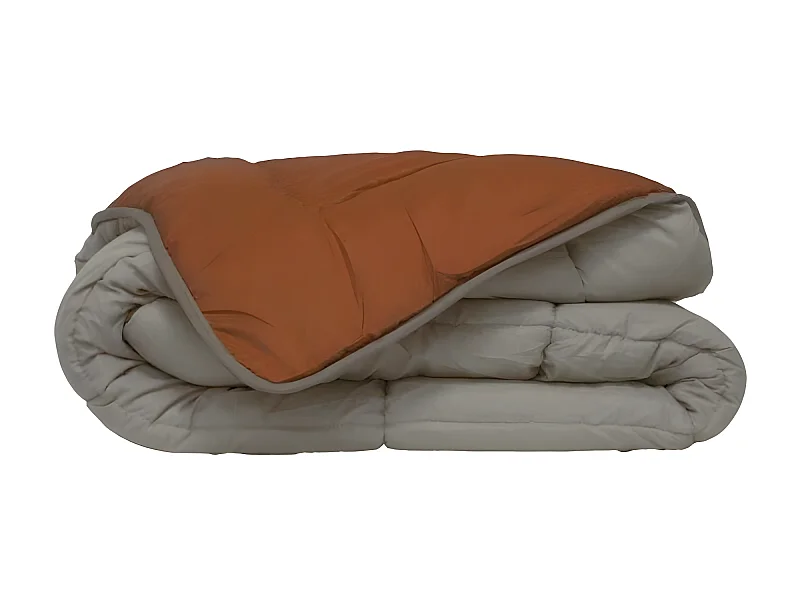 POYET MOTTE Couette Microfibre 400g/m2 CALGARY - 240 x 260 cm - Gris galet et Marron gimgembre