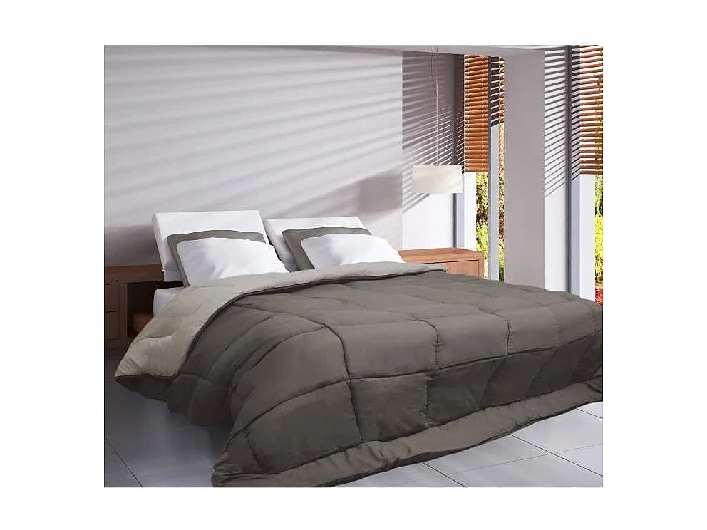 Couette Microfibre 400g/m2 CALGARY Taupe + Lin 220x240cm