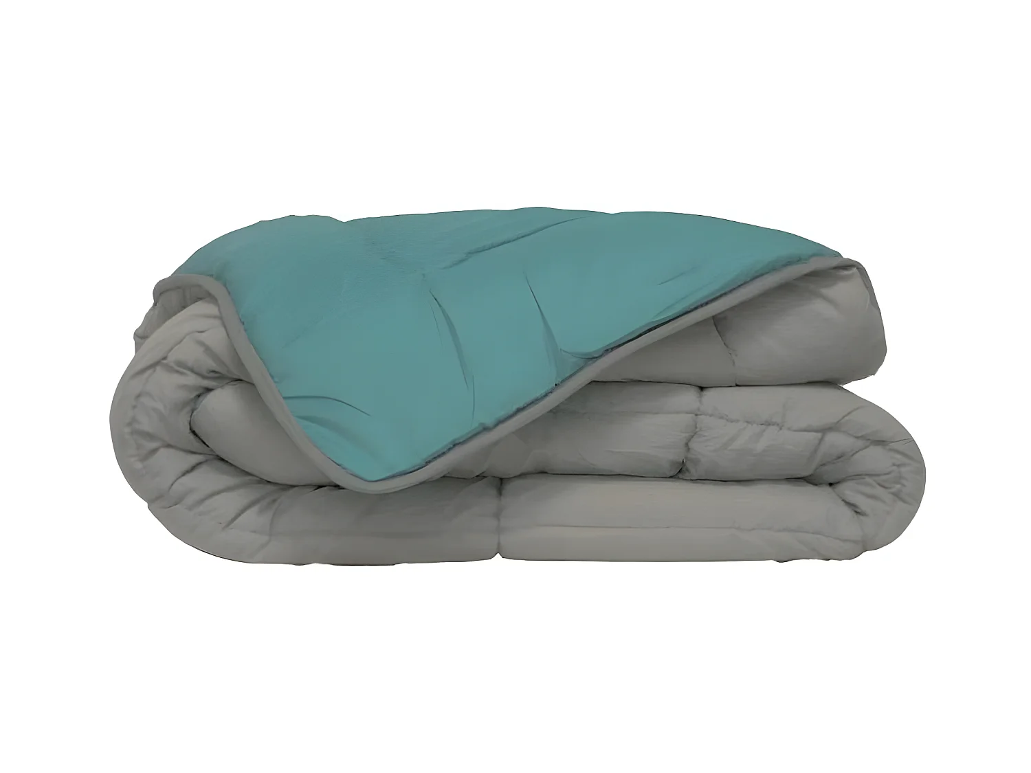 POYET MOTTE Couette Microfibre 400g/m2 CALGARY - 140 x 200 cm - Gris galet et Vert lac