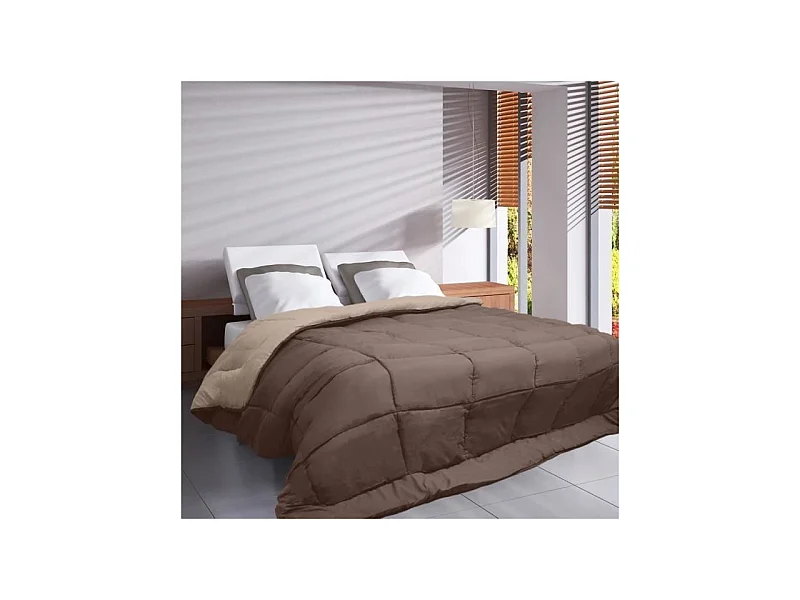 HUDSON Couette legere Microfibre 200g/m2 220x240cm Taupe + Lin