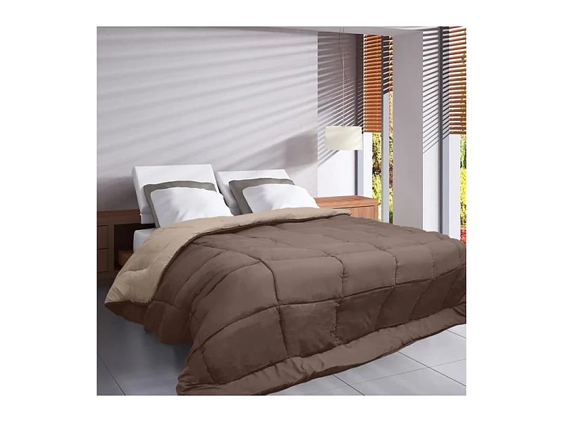 Leichte Mikrofaser Bettdecke 200g/m2 220x240cm Taupe + Leinen