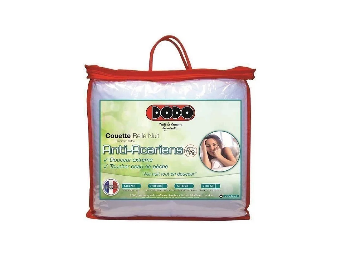 Gewatteerde dekbed 350gr/m² BELLE NUIT 240x260cm - Polyester anti-mijt - Gemaakt in Frankrijk