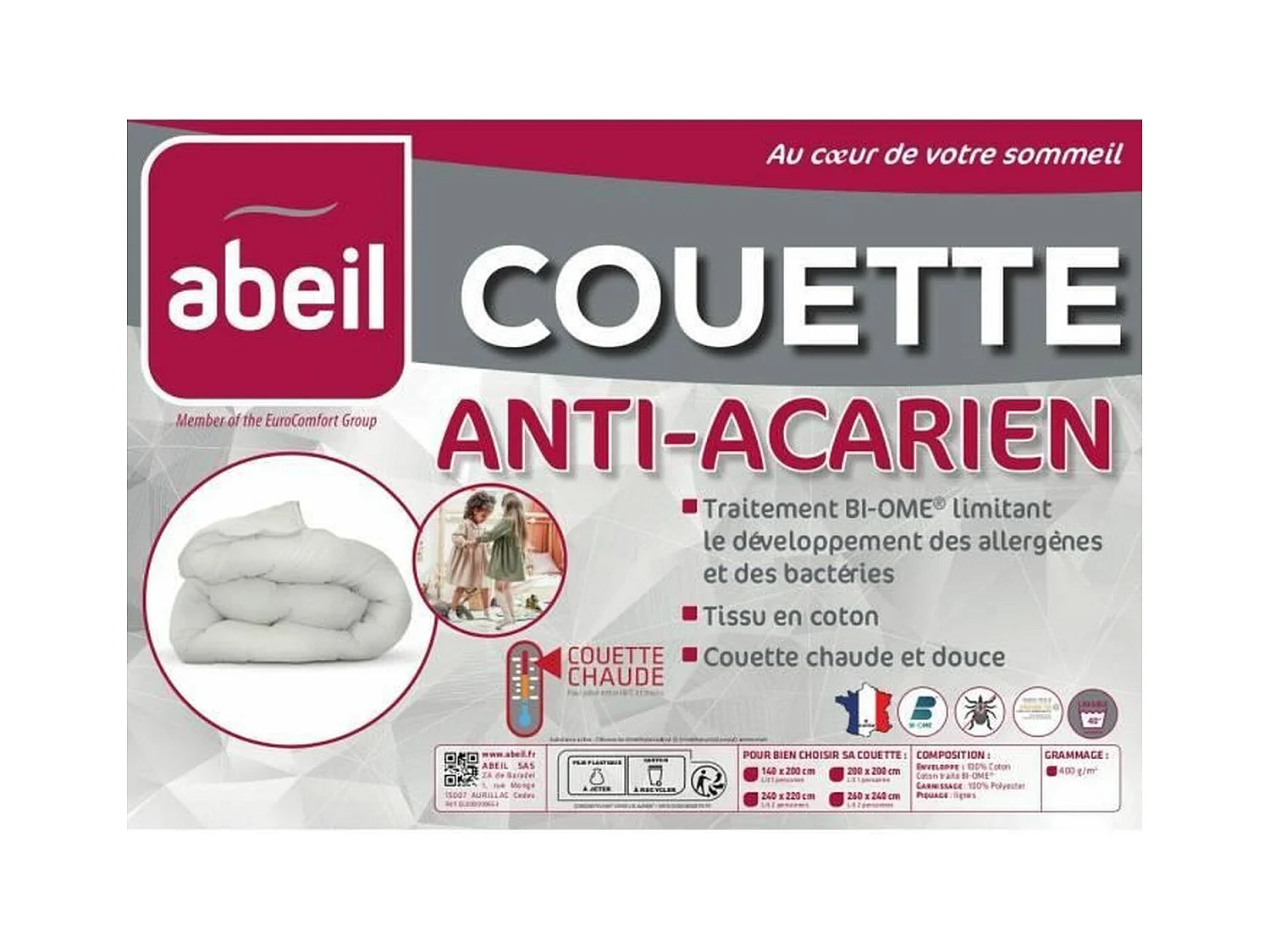 Kołdra przeciwalergiczna Ciepła 220x240 cm - Biały - Abeil