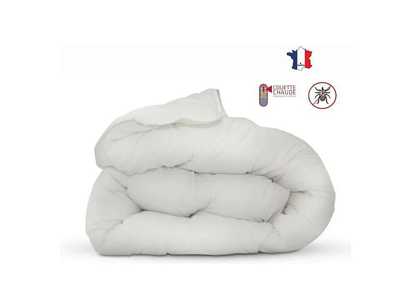 Couette anti-acariens - 220 x 240 cm - Chaude - 400 g/m2 2 personnes - Blanc - ABEIL