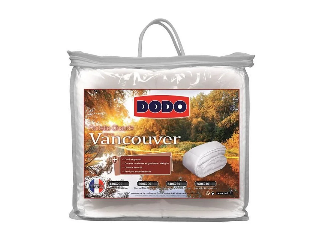 Couette chaude 400gr/m² VANCOUVER 200x200 cm blanc