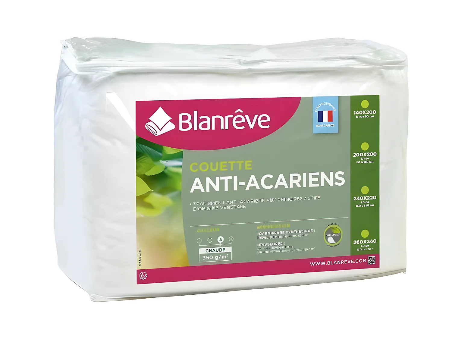 BLANREVE Couette chaude Percale - Anti-acariens - 350g/m2 - 140x200cm
