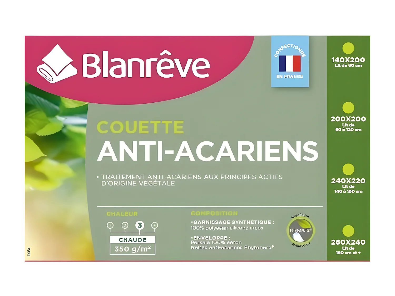 BLANREVE Couette chaude Percale - Anti-acariens - 350g/m2 - 140x200cm