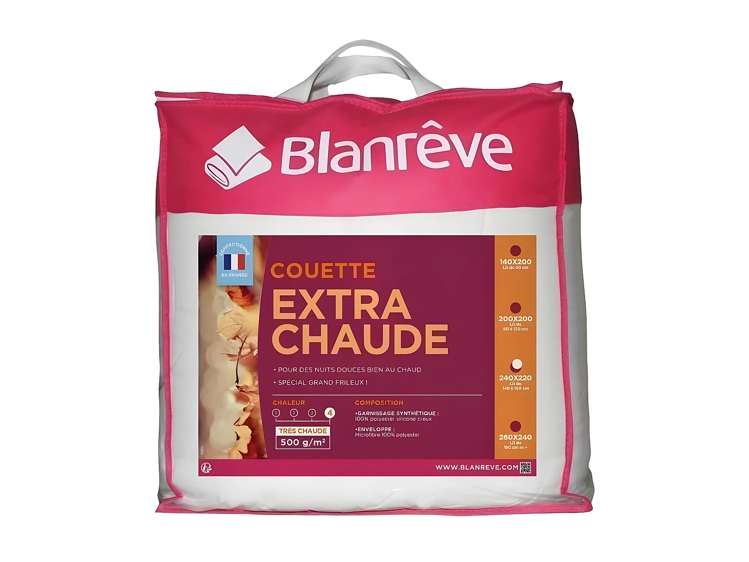 BLANREVE Couette extra chaude en microfibre - 220 x 240 cm - Blanc