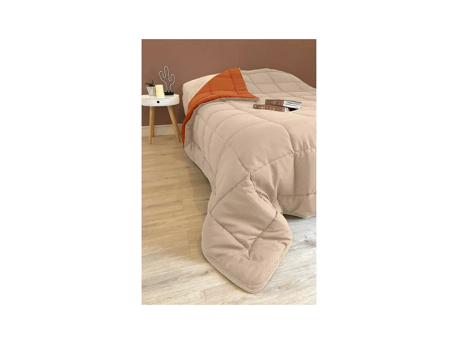 Mikrofaserdecke 400g/m2 CALGARY - Warm - Grauer Kiesel & Ingwerbraun - 220x240 cm