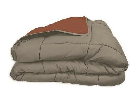 POYET MOTTE Couette Microfibre 400g/m2 CALGARY - 220 x 240 cm - Gris galet et Marron gimgembre