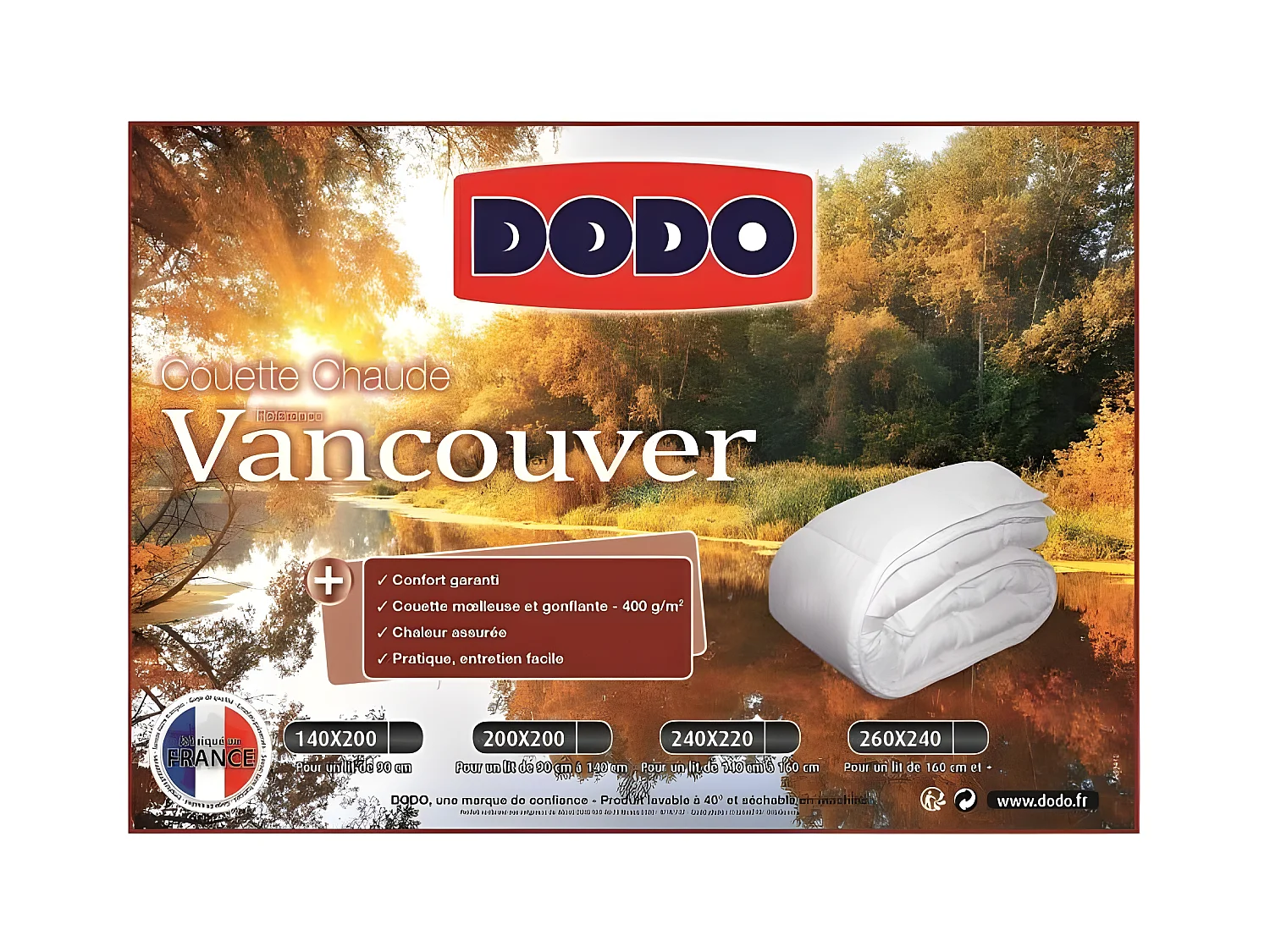 Warm dekbed VANCOUVER 220x240 cm 400 gr/m² Wit DODO