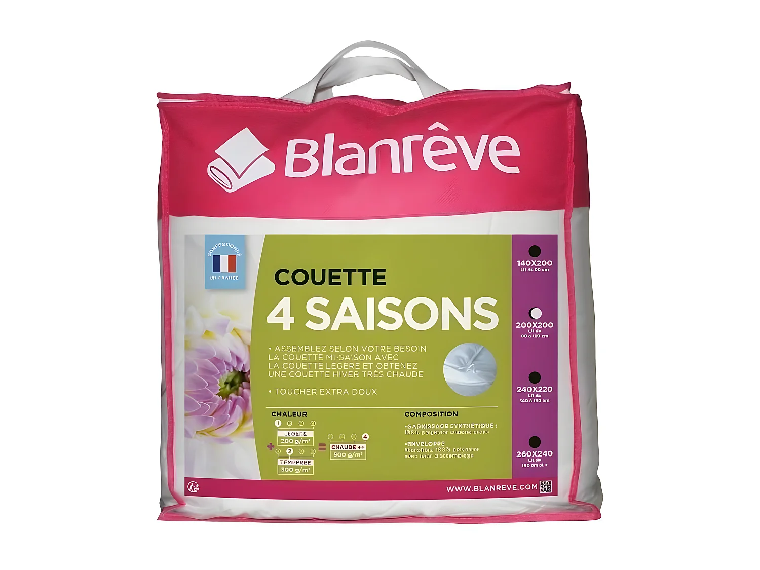 Kołdra 4 pory roku BLANREVE - 200 x 200 cm - Biały