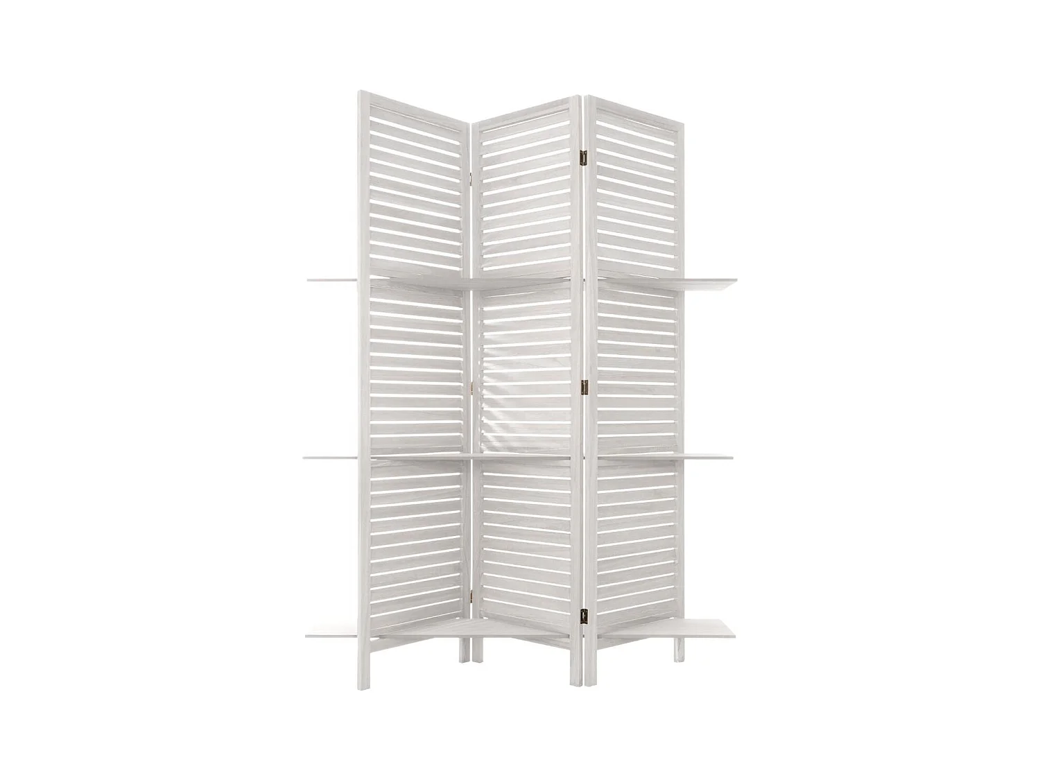 Paravent original avec 3 Étagères  Bois blanc H 170 cm