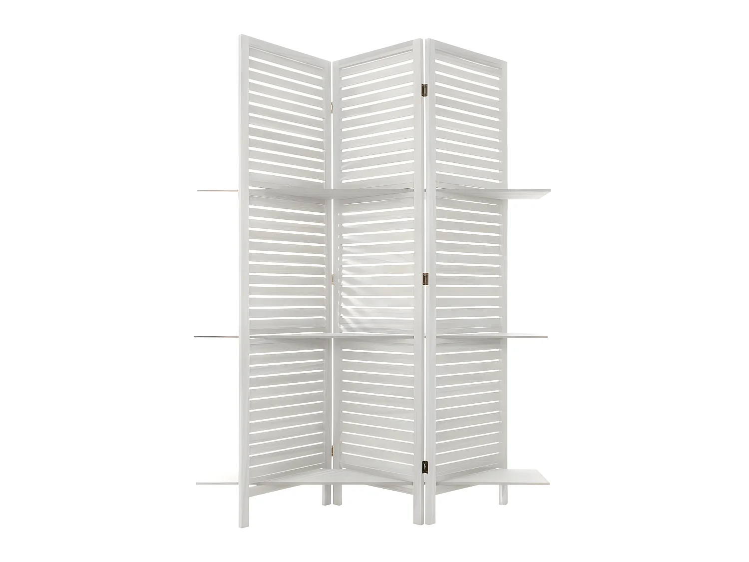 Paravent original avec 3 Étagères  Bois blanc H 170 cm