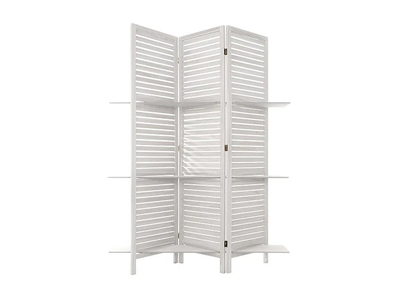 Biombo Separador 3 Paneles y 3 Estantes Librería Moderna Tiam Blanco