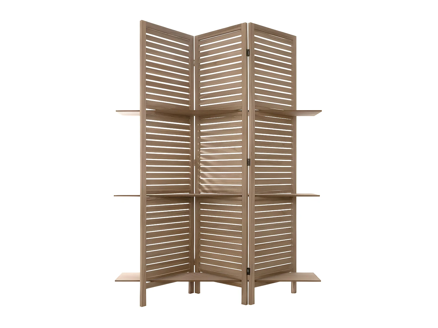 Paravent original avec 3 Étagères  Bois naturel H 170 cm