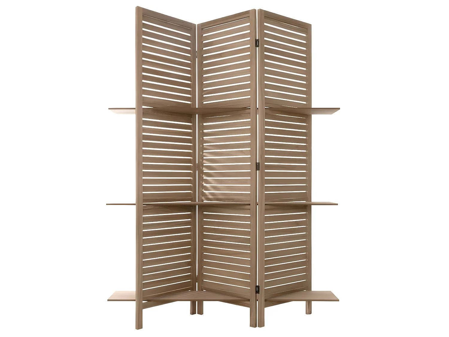 Paravent original avec 3 Étagères  Bois naturel H 170 cm