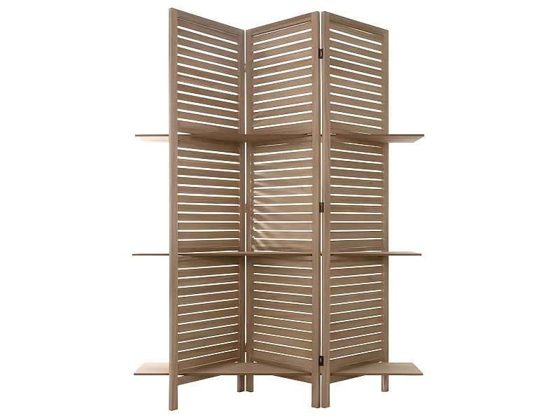 Paravent original avec 3 Étagères  Bois naturel H 170 cm
