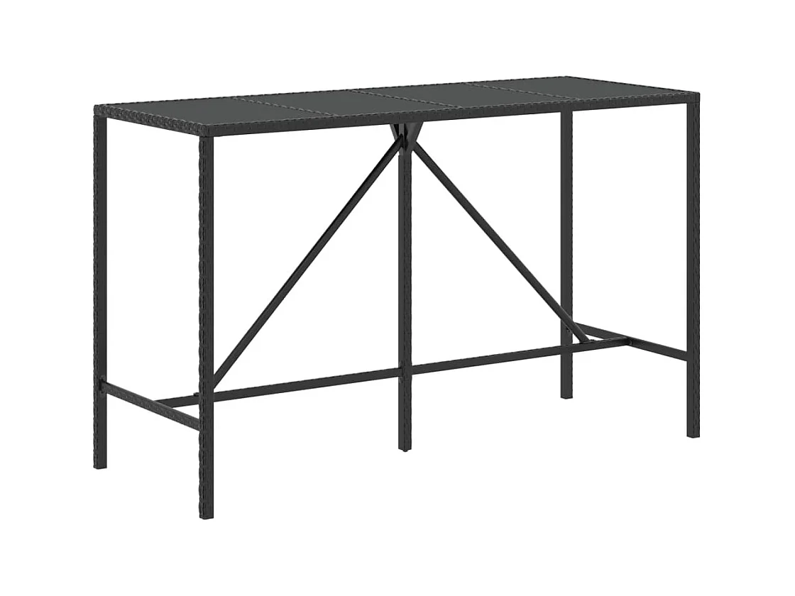 Vraldir  Ensemble de bar jardin 9 pcs noir poly rotin/bois massif acacia