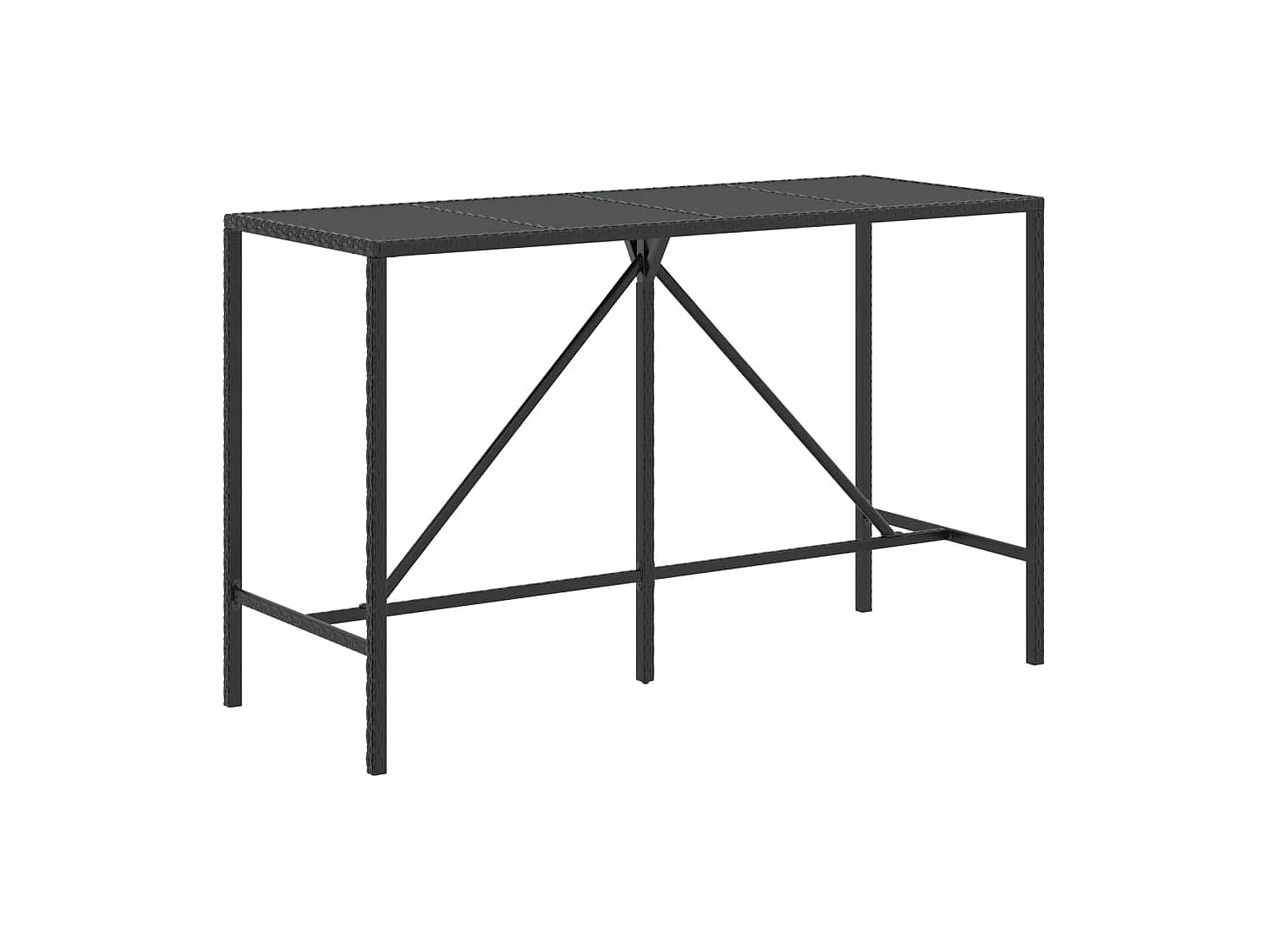 Vraldir  Ensemble de bar jardin 9 pcs noir poly rotin/bois massif acacia