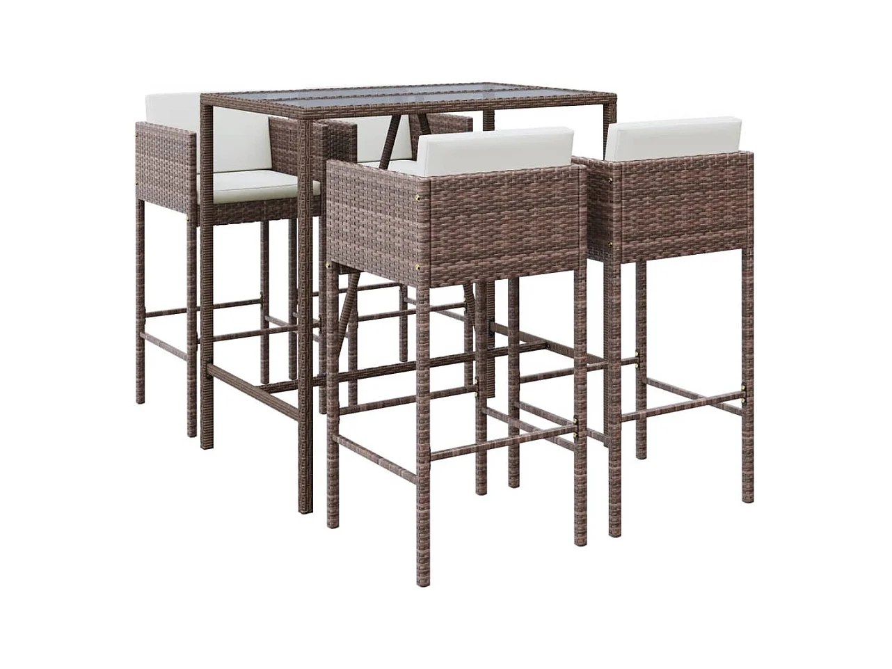 Virrat  5-delige Tuinbarset met kussens poly rattan bruin