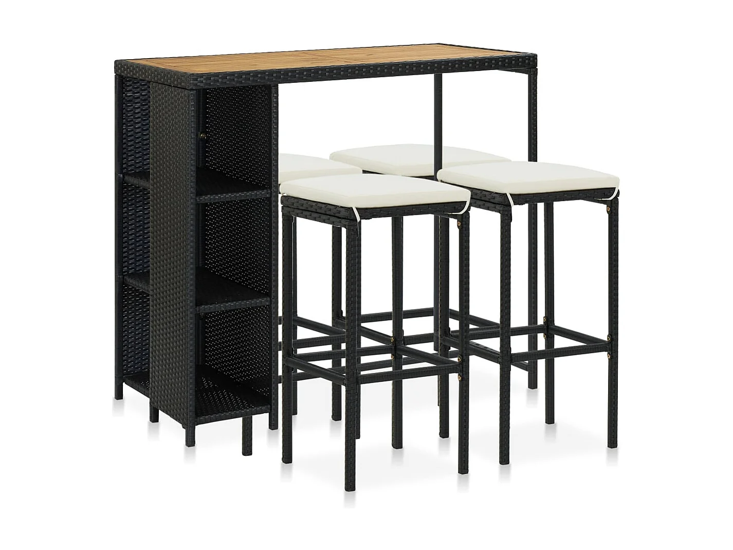 Henry Douglas  Ensemble de bar de jardin 5 pcs et coussins Résine tressée Noir