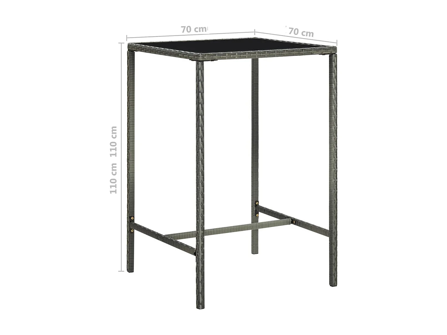 Settimio  Ensemble de bar de jardin 3 pcs et coussins Résine tressée Gris