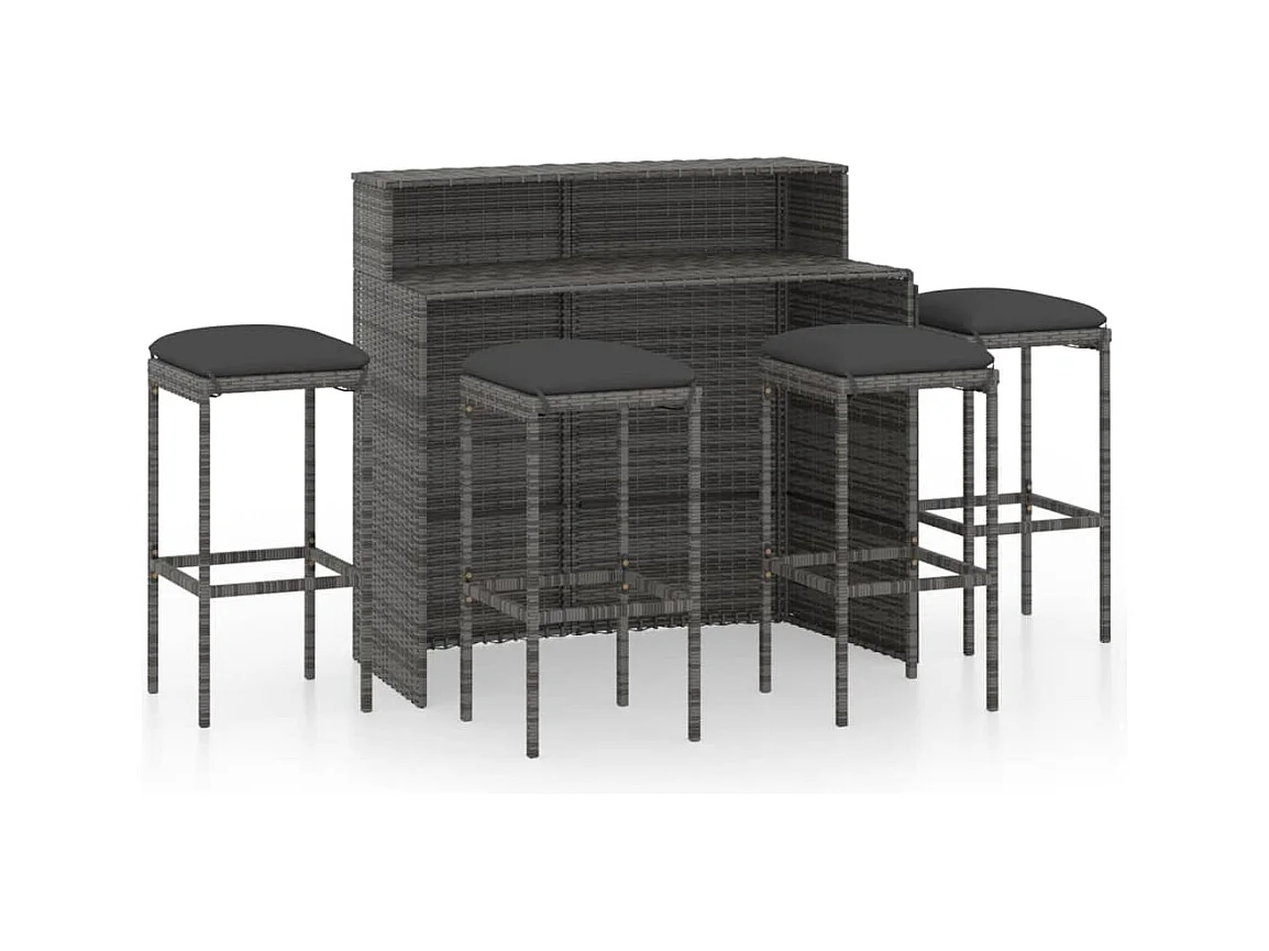 Ballydesmond  Ensemble de bar de jardin avec coussins 5 pcs Gris