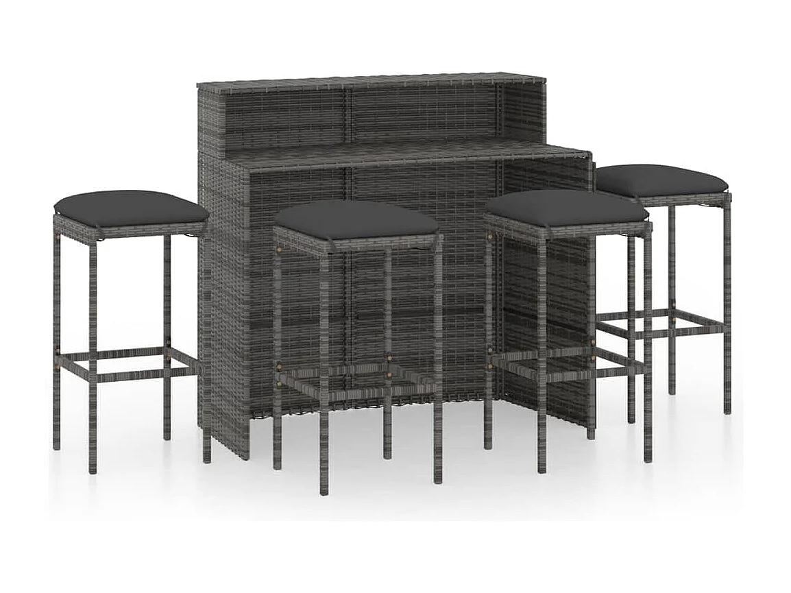 Ballydesmond  Ensemble de bar de jardin avec coussins 5 pcs Gris
